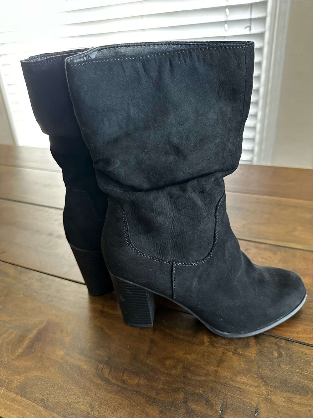 Style & Co. Black Suede-Look Mid-Calf Block Heel Boots